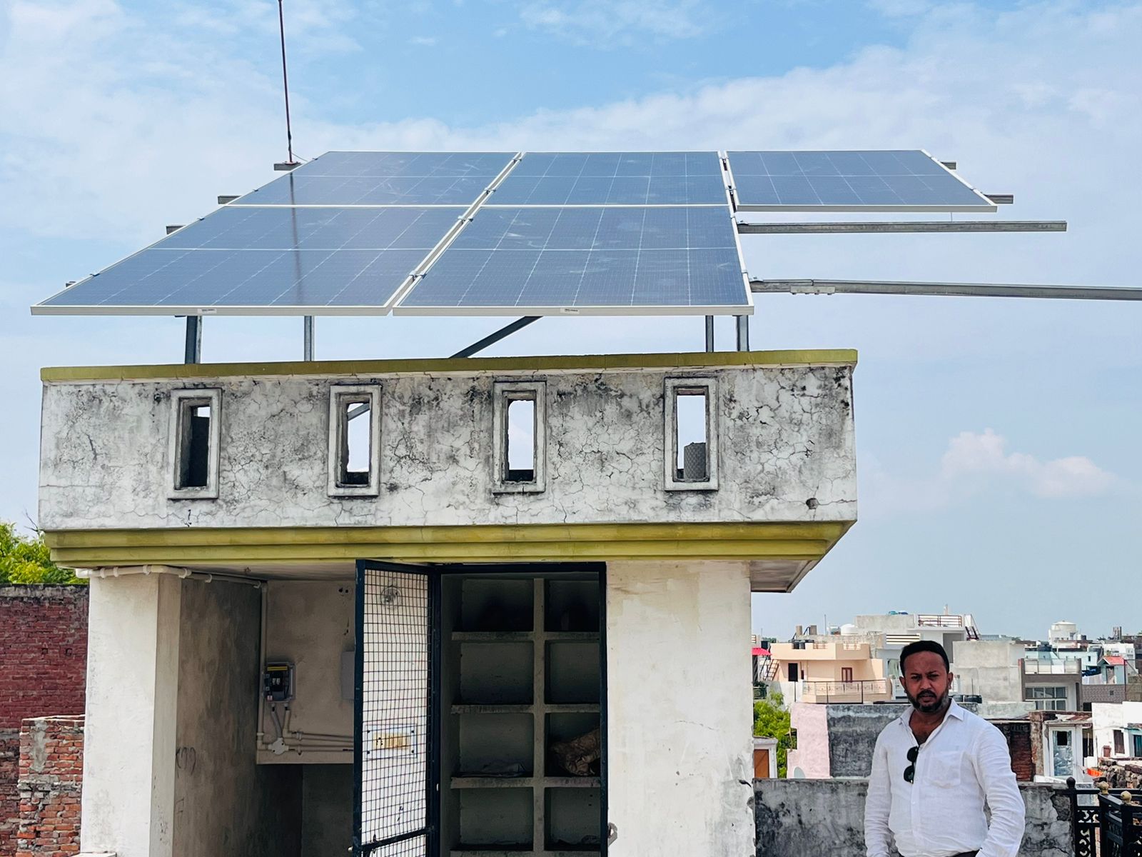 N K Enterprises team installing solar panels
